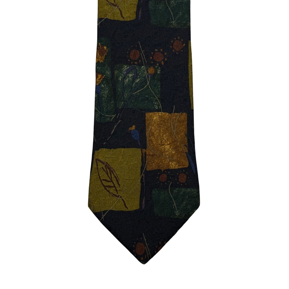Ermenegildo Zegna Silk Necktie Abstract Print Designer Mens Tie 59" Long
